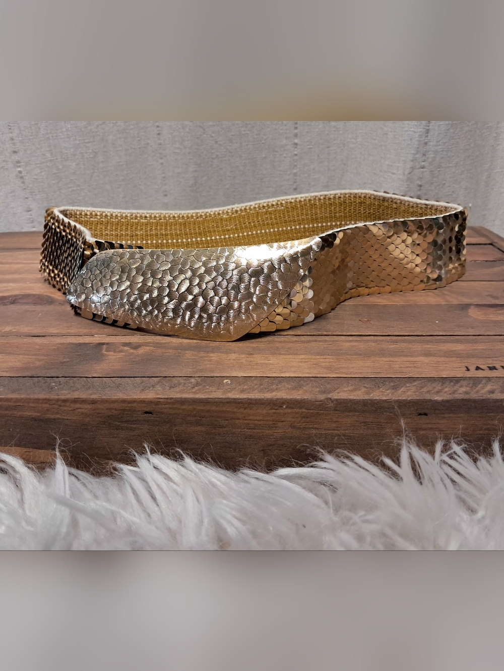 Vintage Gold Sequin Stretch Belt